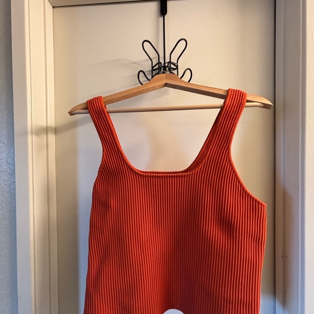 Orange Ribbed Tank Top - Picture 5 of 6